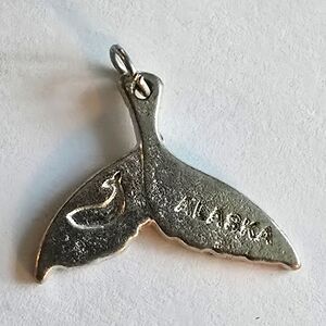 Alaska whale tail pendant charm silver tone sea creature beach ocean